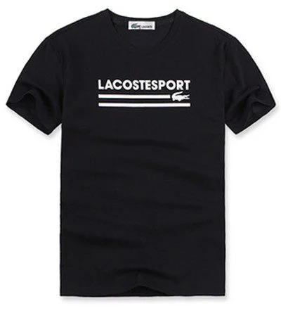 לקוסט-LACSOTE TSHIRT DESGIN MEN SHORT - Black & White Logo – תמונה 3