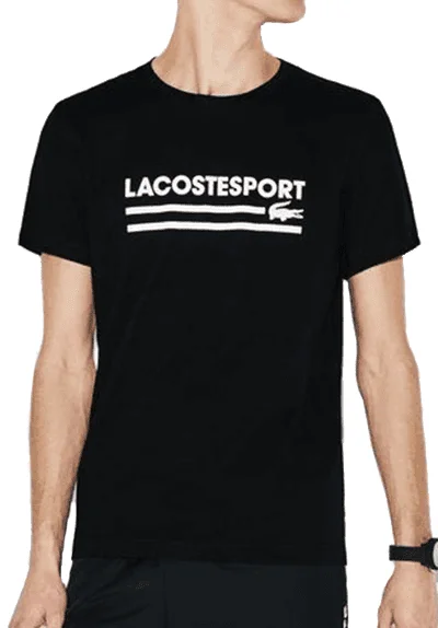 לקוסט-LACSOTE TSHIRT DESGIN MEN SHORT - Black & White Logo