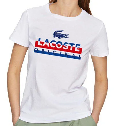 לקוסט-LACSOTE TSHIRT WOMEN DESGIN SHORT - WHITE