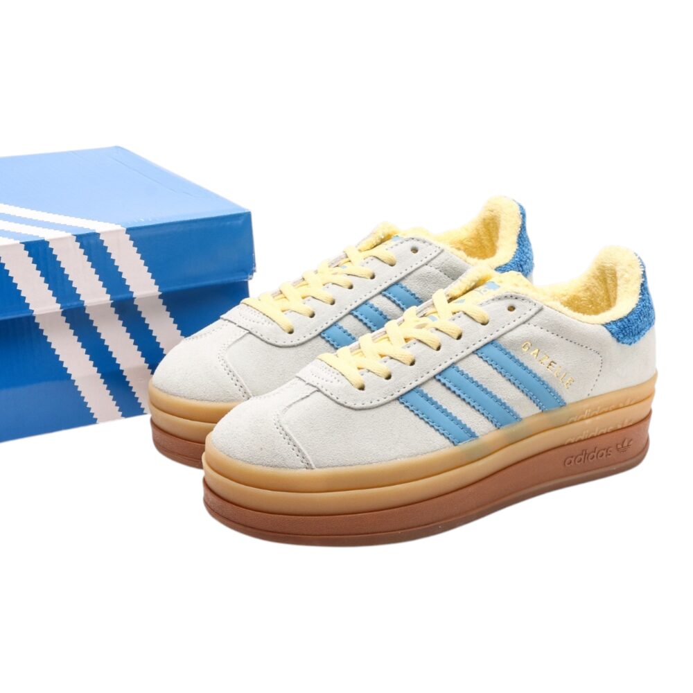 אדידס גאזל- ADIDAS GAZELLE BOLD SHOES Cream Blue – תמונה 8